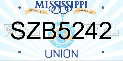 SZB5242 Mississippi License Plate