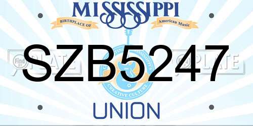 SZB5247 Mississippi License Plate