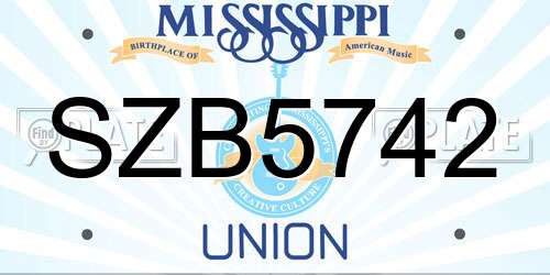 SZB5742 Mississippi License Plate