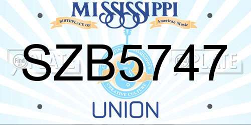 SZB5747 Mississippi License Plate