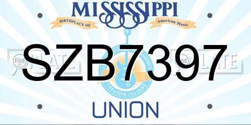 SZB7397 Mississippi License Plate