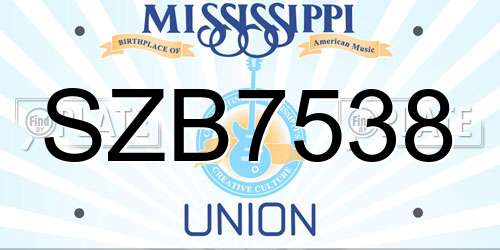 SZB7538 Mississippi License Plate