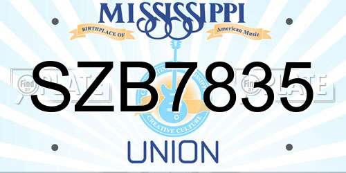 SZB7835 Mississippi License Plate