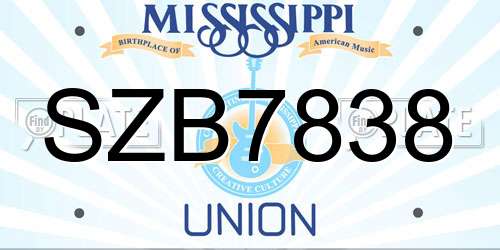 SZB7838 Mississippi License Plate