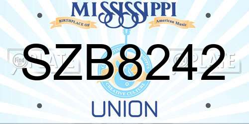 SZB8242 Mississippi License Plate