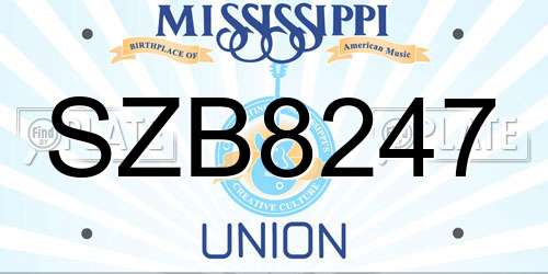 SZB8247 Mississippi License Plate