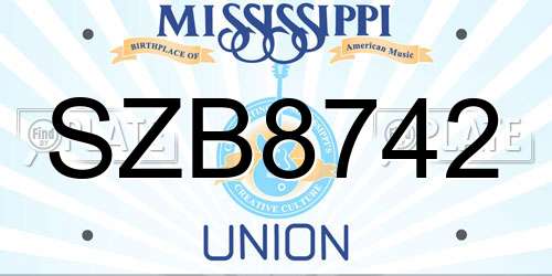 SZB8742 Mississippi License Plate