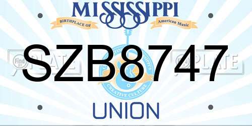 SZB8747 Mississippi License Plate