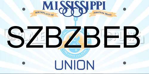 SZBZBEB Mississippi License Plate