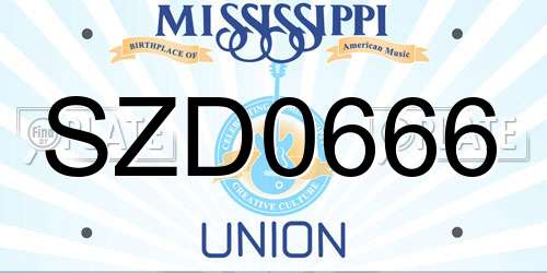 SZD0666 Mississippi License Plate