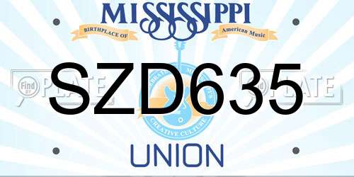 SZD635 Mississippi License Plate