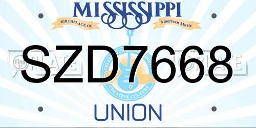 SZD7668 Mississippi License Plate