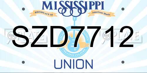 SZD7712 Mississippi License Plate