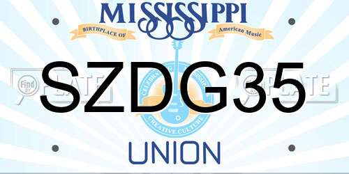 SZDG35 Mississippi License Plate