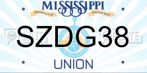 SZDG38 Mississippi License Plate