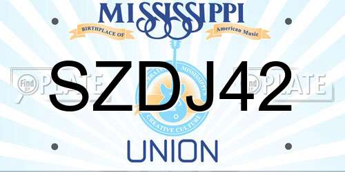 SZDJ42 Mississippi License Plate