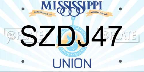 SZDJ47 Mississippi License Plate