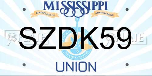 SZDK59 Mississippi License Plate