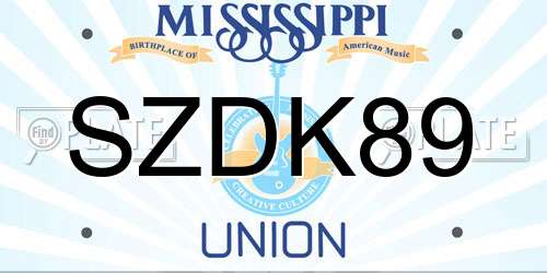SZDK89 Mississippi License Plate
