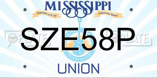 SZE58P Mississippi License Plate