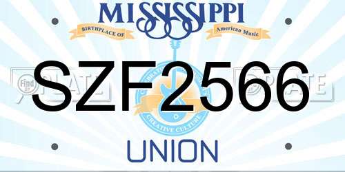 SZF2566 Mississippi License Plate