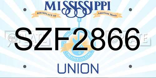 SZF2866 Mississippi License Plate