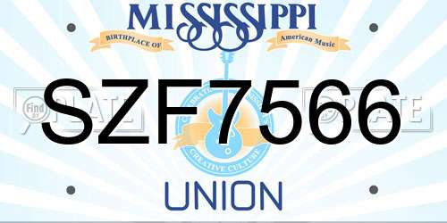 SZF7566 Mississippi License Plate