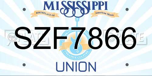 SZF7866 Mississippi License Plate