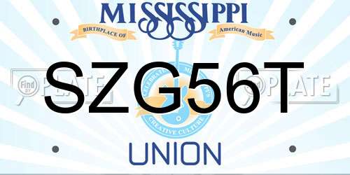 SZG56T Mississippi License Plate
