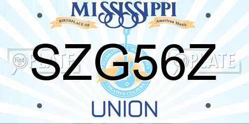 SZG56Z Mississippi License Plate