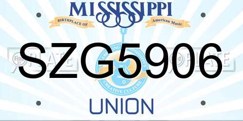 SZG5906 Mississippi License Plate