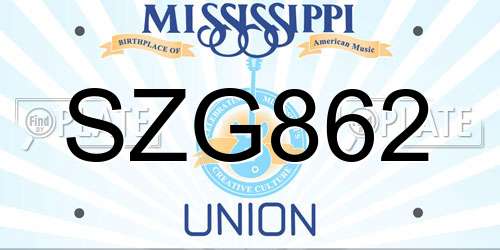 SZG862 Mississippi License Plate