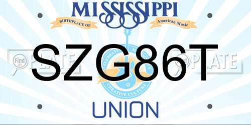 SZG86T Mississippi License Plate