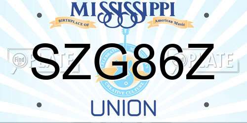 SZG86Z Mississippi License Plate