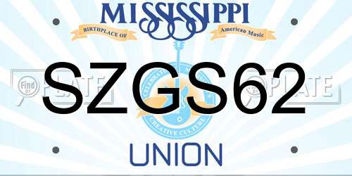 SZGS62 Mississippi License Plate