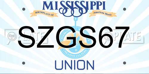 SZGS67 Mississippi License Plate