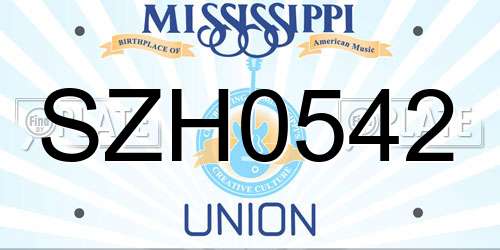 SZH0542 Mississippi License Plate