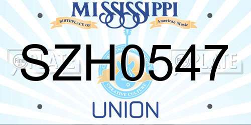 SZH0547 Mississippi License Plate