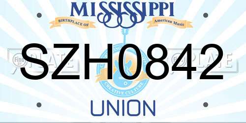 SZH0842 Mississippi License Plate