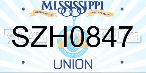 SZH0847 Mississippi License Plate
