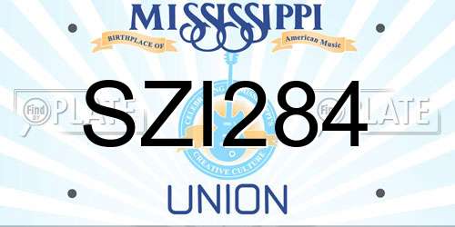 SZI284 Mississippi License Plate