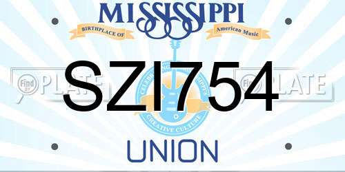 SZI754 Mississippi License Plate