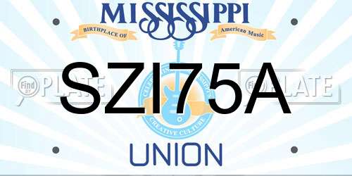SZI75A Mississippi License Plate