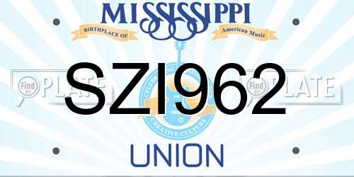 SZI962 Mississippi License Plate