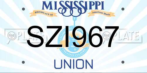 SZI967 Mississippi License Plate