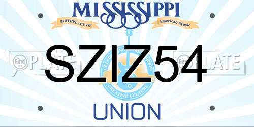 SZIZ54 Mississippi License Plate