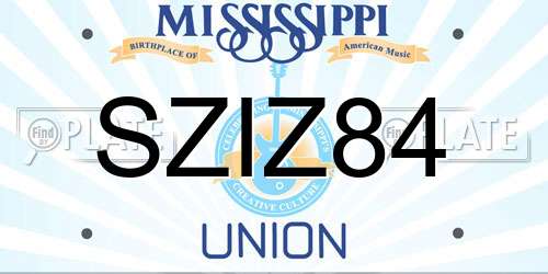 SZIZ84 Mississippi License Plate