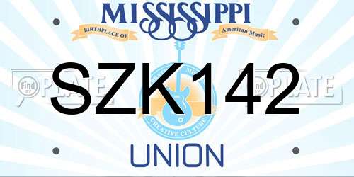 SZK142 Mississippi License Plate