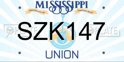 SZK147 Mississippi License Plate