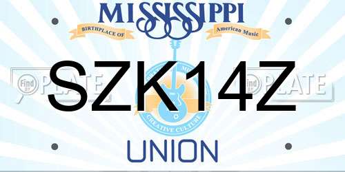 SZK14Z Mississippi License Plate